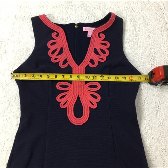 Lilly Pulitzer JANICE Shift Dress Navy / Coral Size M - Picture 4 of 11